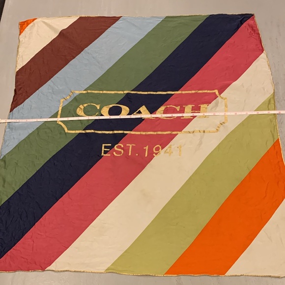 Coach gold foil logo silk scarf 🧡💚🩷💙🤎 - Picture 6 of 6